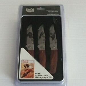 Field and Stream Folding Knife Set with Collectible Lithograph Tin